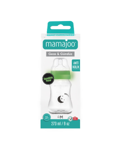 Biberon Night&Day, tetina anti-colici nr.2/M, 270 ml, 1 bucata, Mamajoo