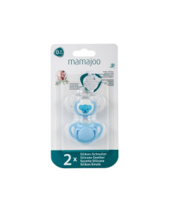 Suzete cu design ortodontic din silicon, Elefant albastru, 0m+, 2 bucati, Mamajoo