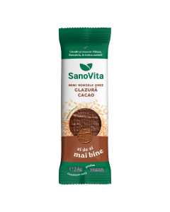 Sanovita Mini Rondele din orez cu glazura de cacao, 24 g