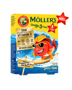 Pestisori gumati cu Omega 3 si aroma capsuni One, 27 jeleuri, Moller's