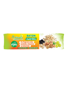 Baton nutritiv cu fulgi de ovaz, arahide, vitamine si minerale, 30 g, Naturalis 