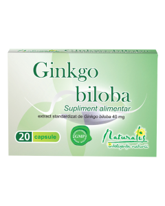 Naturalis Ginkgo biloba 40mg,  20 comprimate.