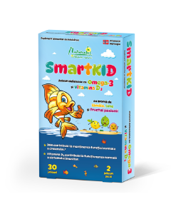 Smartkid cu Omega-3 si vitamina D, aroma fructul pasiunii, 30 jeleuri, Naturalis
