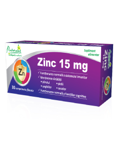 Zinc 15mg, 30 comprimate, Naturalis