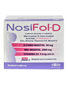 NosiFol-D cu Acid Folic, Zinc si Vitamina D3, 30 plicuri, Sakura