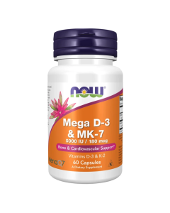 MEGA D-3 + Vitamina K-2 MK7, 60 capsule, Now Foods