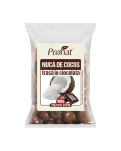 Nuca de cocos trasa in ciocolata, 100g, Pronat