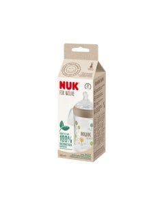 Biberon cu tetina din silicon Nature, crem, marimea M, 260 ml, Nuk