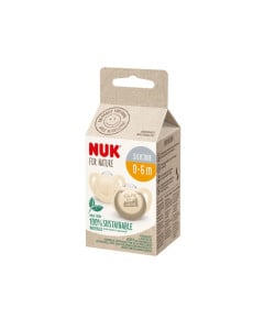 Suzeta din silicon Nature, crem, M1, 0-6 luni, 2 bucati, Nuk
