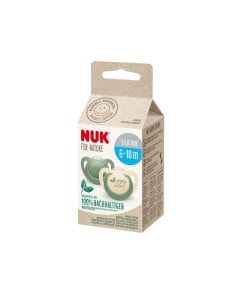 Suzeta din silicon Nature, verde, M2, 6-18 luni, 2 bucati, Nuk