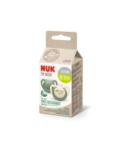 Suzeta din silicon Nature, verde, M3, 18-36 luni, 2 bucati, Nuk