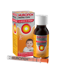 Nurofen sirop cu aroma de capsuni pentru copii 3+ luni, 100 mg/5 ml, 100 ml, Reckitt