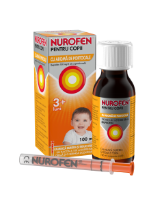 Nurofen sirop cu aroma de portocale pentru copii 3 luni+, 100 mg/5 ml, 100 ml, Reckitt