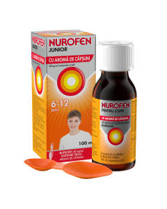 Nurofen Junior sirop cu aroma de capsuni, 6-12 ani, 40mg/ml, 100 ml, Reckitt