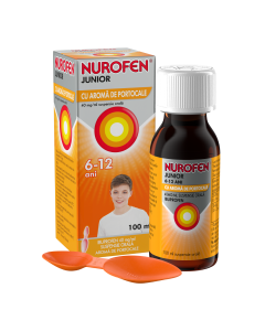 Nurofen Junior sirop cu aroma de portocale, 6-12 ani, 40mg/ml, 100 ml, Reckitt
