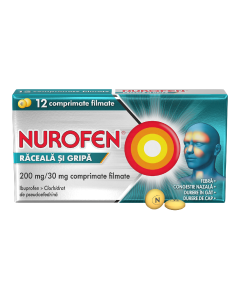 Nurofen raceala si gripa 200 mg/30 mg, 12 comprimate filmate, Reckitt