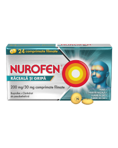 Nurofen raceala si gripa 200 mg/30 mg, 24 comprimate filmate, Reckitt