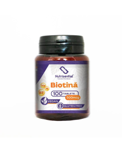 Biotina 500mcg, 100 tablete, Nutrisential