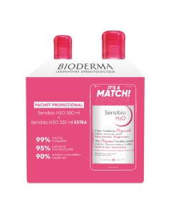 Pachet Apa micelara Sensibio H2O, 500 ml + 250 ml, Bioderma