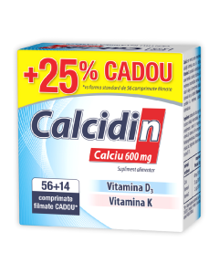 Calcidin 600mg, 56 + 14 comprimate, Zdrovit