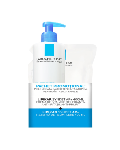 Pachet Crema de spalare Lipikar Syndet AP+, 400 ml + Rezerva, 400 ml, La Roche-Posay