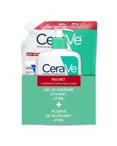Pachet Gel spumant de curatare, 473ml + Rezerva Gel spumant de curatare, 473 ml, CeraVe