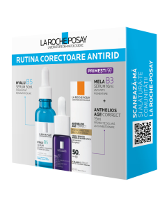 Pachet Hyalu B5 Serum 30ml + Mini Anthelios Age Correct 15ml + Mini Mela B3 Serum 10ml, La Roche-Posay