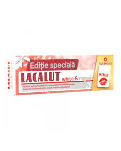 Pachet Pasta de dinti White & Repair, 75 ml + Ata dentara, Lacalut