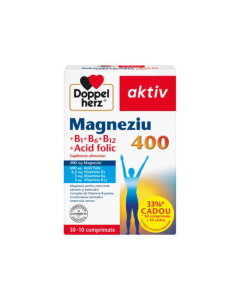 Magnesium 400 + Acid folic + Vitamina B1+B6+B12, 30+10 comprimate, Doppelherz