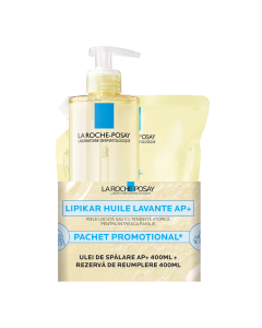 Pachet Ulei de dus hidratant AP+ Lipikar, 400 ml + Rezerva, 400 ml, La Roche-Posay