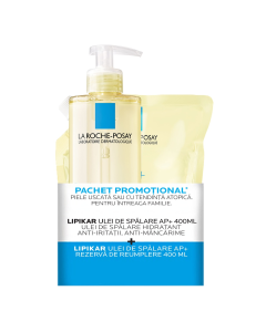 Pachet Ulei de dus hidratant AP+ Lipikar, 400 ml + Rezerva, 400 ml, La Roche-Posay