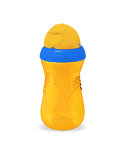Pahar sport cu pai, portocaliu, +6luni, 350ml, PUR