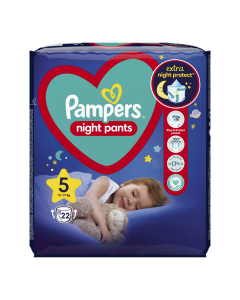 Pampers Night Pants Scutece-chilotel de noapte Marimea 5, 12-17kg, 22 bucati