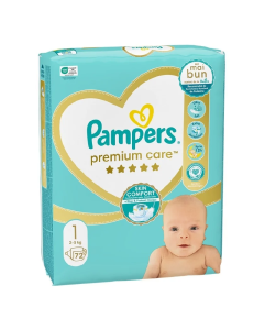 Scutece Premium Care, marimea 1, 2-5kg, 72 bucati, Pampers 