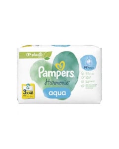 Servetele umede Harmonie Aqua, 3 pachete x 48 bucati, Pampers 