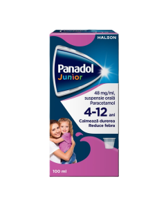Panadol Junior suspensie orala 4-12 ani, 48 mg/ml suspensie orala, 100 ml, Haleon