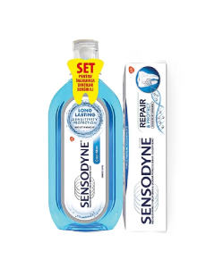 Pachet Pasta de dinti Repair & Protect 75ml + Apa de gura Cool Mint 500ml, Sensodyne