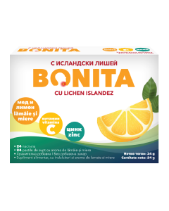Pastile de supt cu aroma de lamaie si miere, 24 bucati, Bonita