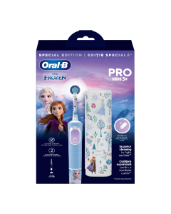 Periuță de dinți electrică + trusă de călătorie Vitality Pro Kids Frozen, pentru copii 3+ ani, Oral-B