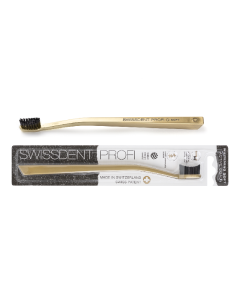 Periuta de dinti cu perii activi din cărbune, Whitening Gold, aurie, Swissdent 
