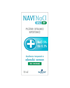 Picaturi oftalmice hipertonice Navi NaCl 5% PF, 10 ml, Novax Pharma