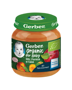Piure bio din Mar, Caisa si Piersica, 125g, Gerber