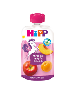 Hipp Piure de fructe prune mirabelle, mar si piersica, 100g