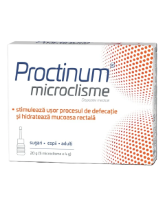 Proctinum microclisme unidoza 0+ ani, 5 unidoze, 20 g, Zdrovit