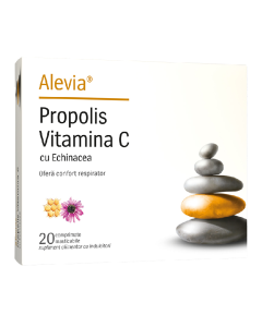 Propolis Vitamina C cu Echinacea, 20 comprimate masticabile, Alevia