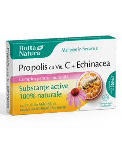 Propolis, Vitamina C naturala, echinacea, miere, 30 comprimate masticabile, Rotta Natura