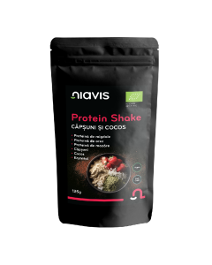 Protein Shake Bio cu capsuni si cocos, 125 g, Niavis