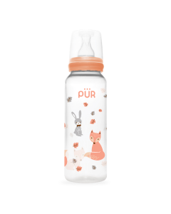 Biberon cu desen, piersica, +3 luni, 250ml, PUR 