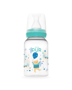 Biberon cu desen, verde, 0-3 luni, 125ml, PUR 
