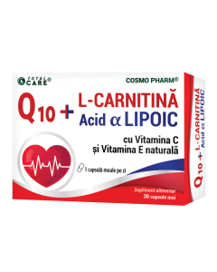 Q10+L-Carnitina si Acid Lipoic, 30 capsule, Cosmopharm